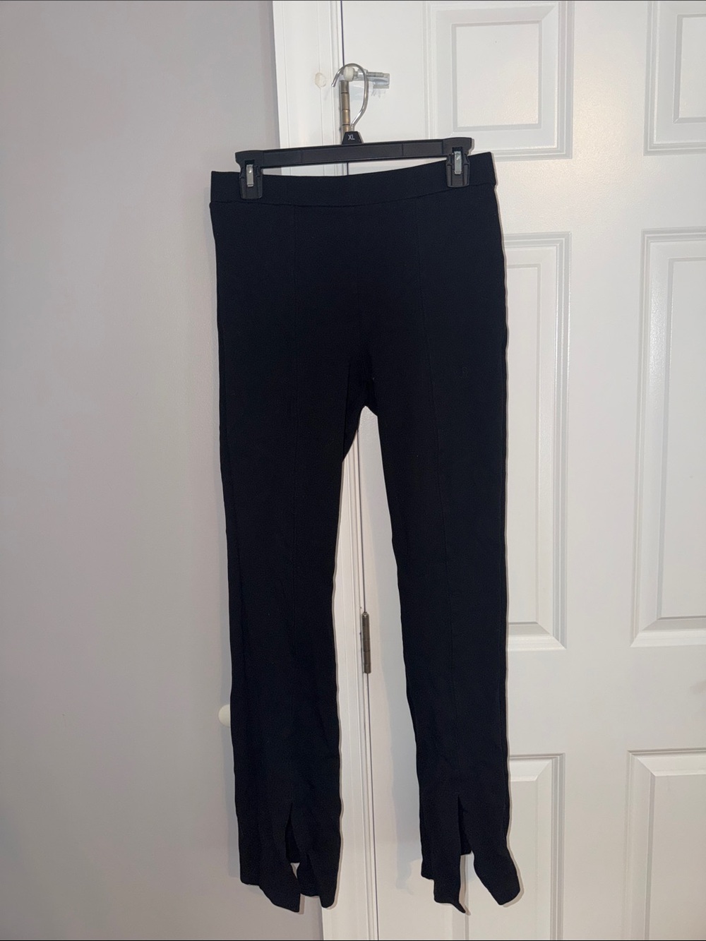 Sanctuary Black Stretch Pants with Front Hem Slits